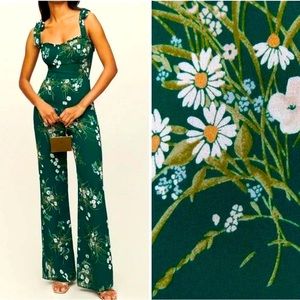 Reformation Floral Green Jumpsuit, Petite 8